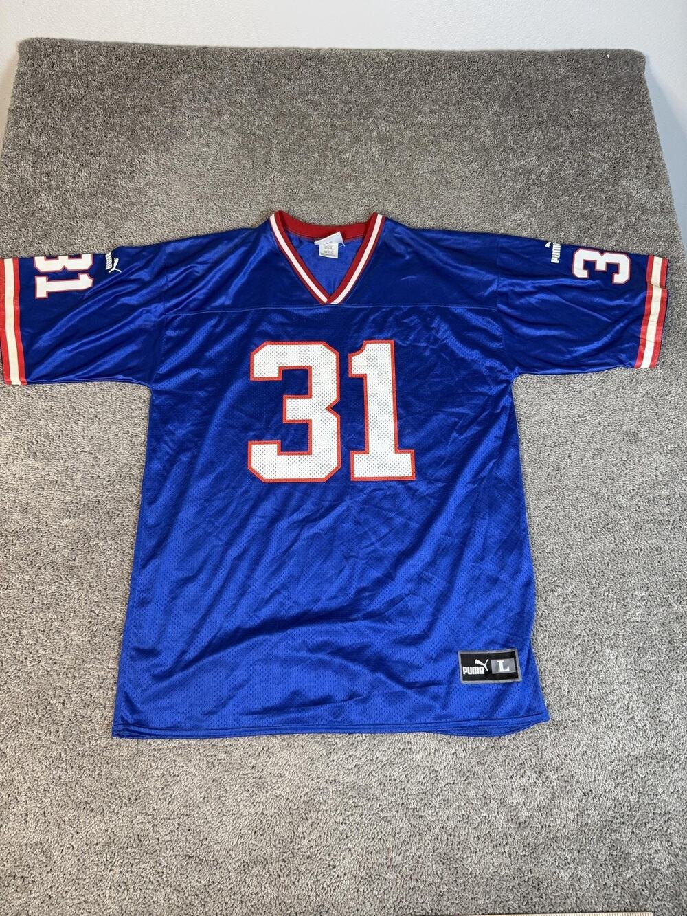 Vintage Y2k New York Giants Jersey Mens Large Jason Sehorn Blue Nylon Mesh PUMA